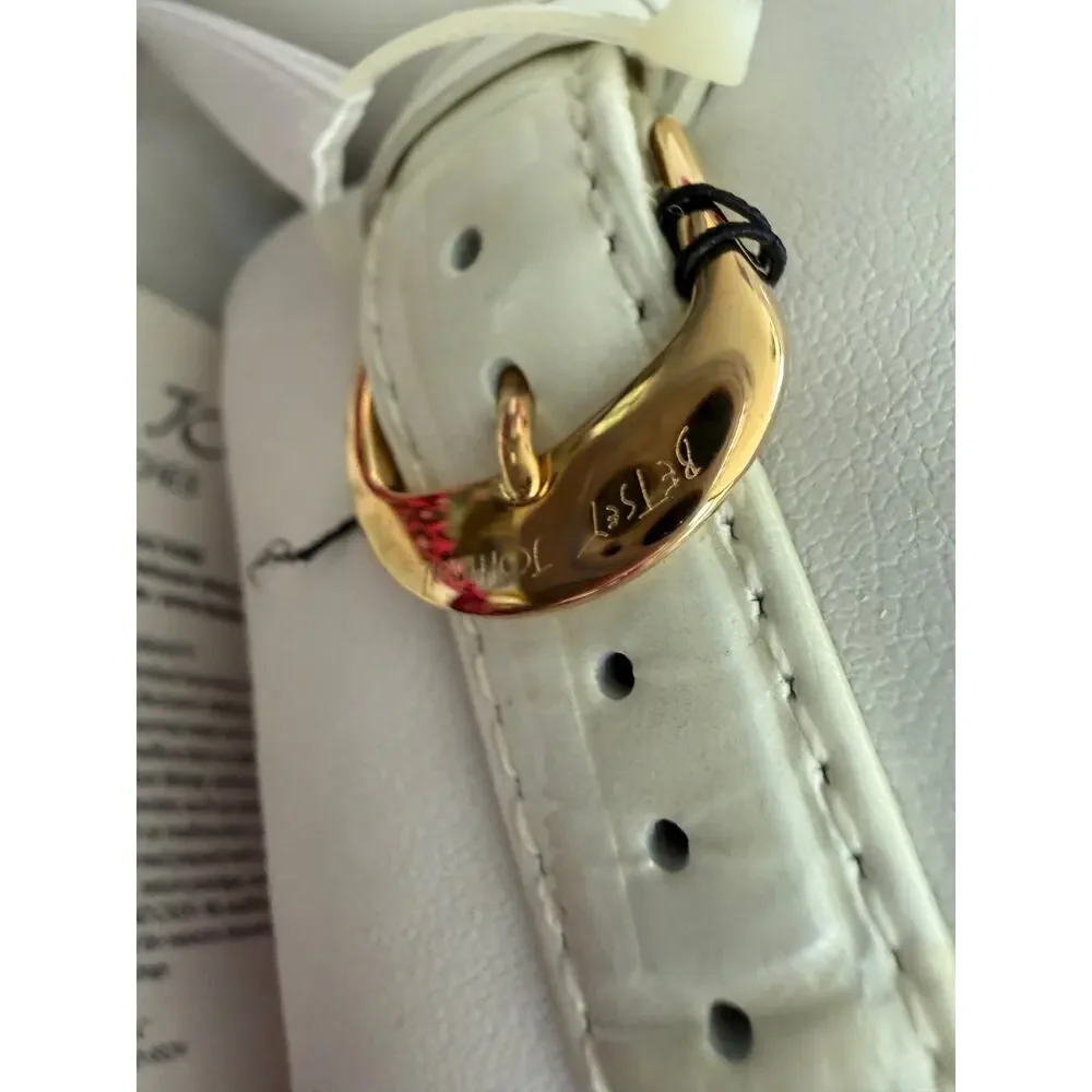 Betsey Johnson Winged Heart Women’s Wrist Watch Pearl tone  Sparkle Trim NIB